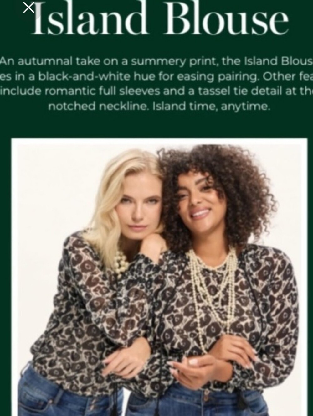 Cabi Island Style Black & White Floral Tie-Front Blouse. 2023 Season